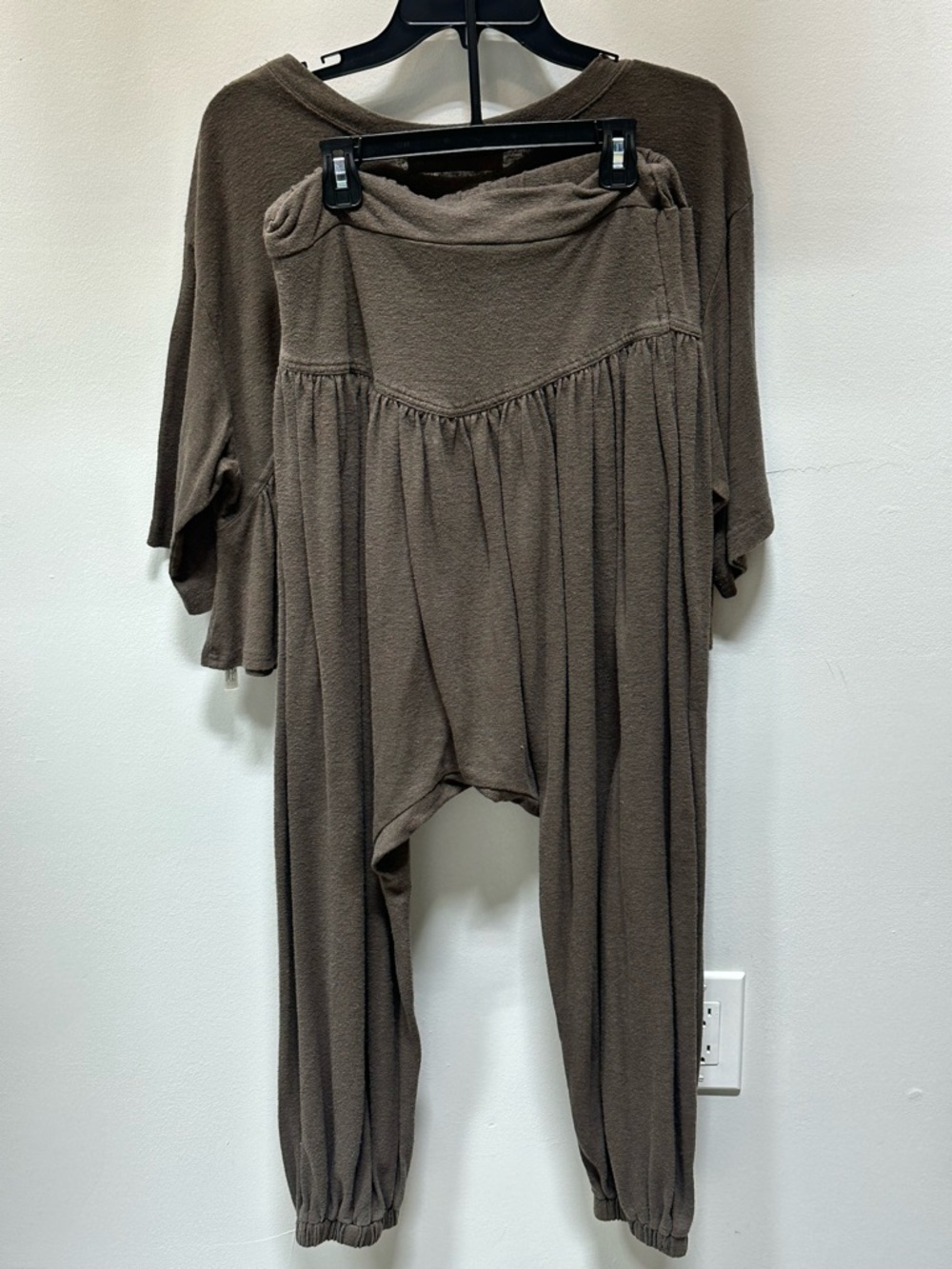 Free People Beach Olive Brown Alma RuffleTwo Piece Harem Pant Set Small - Picture 4 of 9